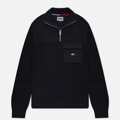 Мужской свитер Tommy Jeans Regular Mix Fabric Tech, цвет чёрный, размер S
