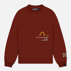 Мужская толстовка Evisu Evisukuro Print Crew Neck, цвет оранжевый, размер S