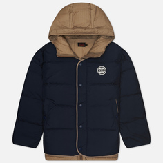 Мужской пуховик Evisu Brush Daicock Print Seagull Quilting Down, цвет синий, размер L