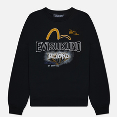 Мужская толстовка Evisu Evisukuro Multi Logo Crew Neck, цвет чёрный, размер L