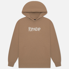 Мужская толстовка RIPNDIP Ripndip Rubber Logo Hoodie, цвет бежевый, размер M