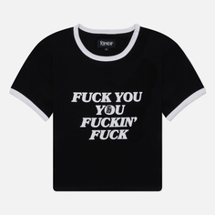 Женская футболка RIPNDIP Fuckin Fuck Cropped Ringer, цвет чёрный, размер XS