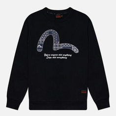 Мужская толстовка Evisu 4 Lucky Gods Seagull & Kamon & Evisu Print Crew Neck, цвет чёрный, размер L