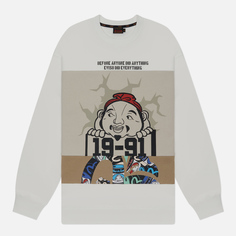 Мужская толстовка Evisu Godhead Print Seagull Print Patchwork Crew Neck, цвет белый, размер M