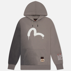 Мужская толстовка Evisu Seagull Print Slogan Print On Left Sleeve Hoodie, цвет серый, размер XXL