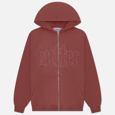 Мужская толстовка Butter Goods Cropped Zip-Thru Hoodie, цвет бордовый, размер M