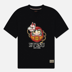 Мужская футболка Evisu Evergreen Daruma With Inari Mask Printed, цвет чёрный, размер XL