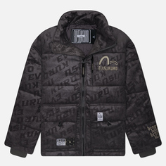 Мужская куртка ветровка Evisu Evisukuro Embossed AO Monogram Padded With 3D Logo, цвет серый, размер XL
