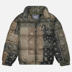 Мужской пуховик Evisu Evisukuro Paisley Printed Down, цвет зелёный, размер XL