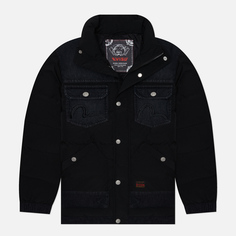 Мужской пуховик Evisu Evergreen Trucker Hybird Down With Logo Embroidered, цвет чёрный, размер XL
