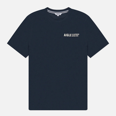 Мужская футболка Aigle Printed Logo Crew Neck, цвет синий, размер XXL