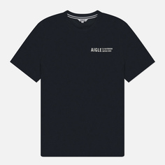 Мужская футболка Aigle Printed Logo Crew Neck, цвет чёрный, размер M