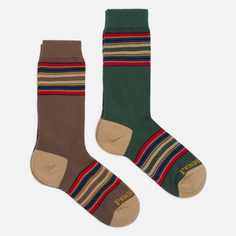 Комплект носков Pendleton Yakima Camp Stripe 2-Pack, цвет зелёный, размер 42-46 EU