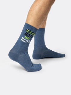 Высокие носки мужские синие с рисунком в виде надписи Mark Formelle