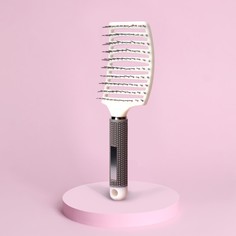 Расческа массажная, с магнитом, прорезиненная ручка, вентилируемая, 7,5 × 25,5 см, цвет бежевый/белый Queen Fair