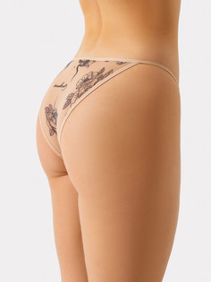 Трусы женские бразилиана бежевые с принтом Mark Formelle