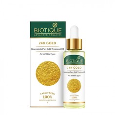 Концентрированное масло для лица с золотом advanced organics 24k gold concentrate pure gold treatment oil 24к 30мл Biotique
