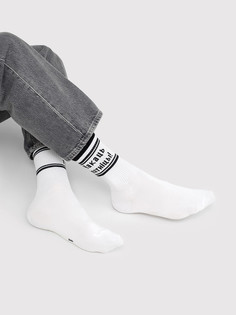 Мужские высокие носки белого цвета с надписями на белорусском Mark Formelle