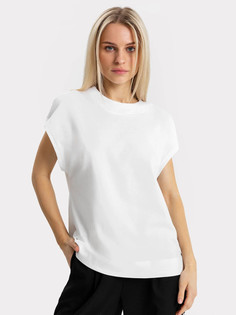 Хлопковая женская футболка-безрукавка в белом цвете Mark Formelle