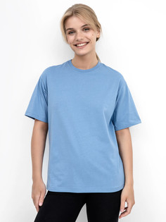 Однотонная хлопковая футболка в голубом цвете Mark Formelle