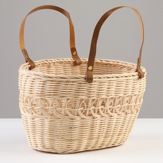 Корзина плетеная, 27 x 19 x 15/31 см, бежевая, ротанг No Brand