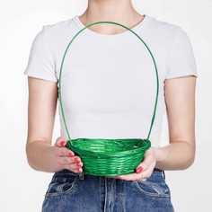 Корзина плетеная, бамбук, зеленая, низкая No Brand