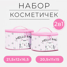 Набор косметичек 2 в 1 на молнии, цвет розовый No Brand