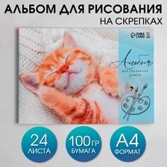Альбом для рисования на скрепках а4, 24 листа Art Fox Study