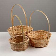 Набор корзин плетеных, 16x10/32, 18x10/34, 21x10/36см, бамбук No Brand