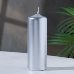 Свеча - цилиндр, 4х12 см, 20ч, серебро Дарим красиво