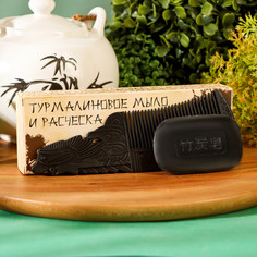 Набор турмалиновый: расческа + мыло круглое, 50 г No Brand