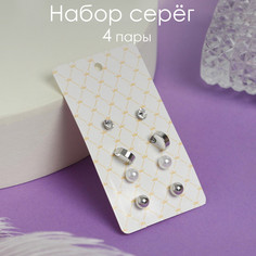 Пусеты 4 пары Queen Fair