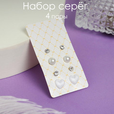 Пусеты 4 пары Queen Fair