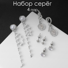 Пусеты 4 пары Queen Fair
