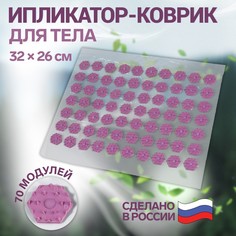 Ипликатор-коврик, основа пвх, 70 модулей, 32 × 26 см, цвет прозрачный/фиолетовый Onlitop