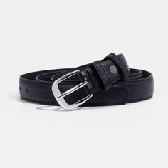 Ремень женский, ширина 2,4 см, винт, пряжка метал, цвет черный No Brand