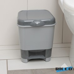 Контейнер для мусора с педалью ricco, 8 л, 24×25,5×29,5 см, цвет серый
