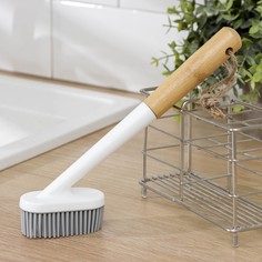Щетка для посуды доляна meli, бамбуковая ручка, ворс tpr 2 см, 3,5×25 см