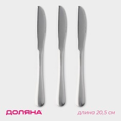 Набор ножей десертных из нержавеющей стали доляна, h=20,5 см, толщина рабочей части 2,2 мм, толщина ручки 5 мм, 410 сталь, 3 шт