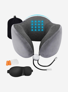 Подушка для путешествий RoadLike Travel Kit Pure с эффектом памяти, серый, Серый
