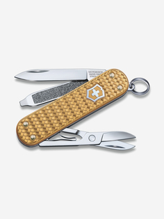 Нож-брелок VICTORINOX Classic SD Precious Alox "Brass Gold", 58 мм, 5 функций, золотистый, Золотой