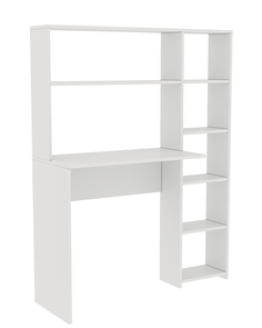 Компьютерный стол-стеллаж ST04 ЛДСП, ЛДСП, Белый (тиснение), Белый (тиснение) Dom A