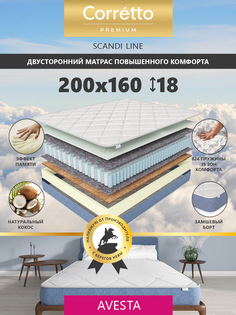 Матрас пружинный Corretto Scandi Line Avesta синий 200*160