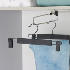Вешалка для брюк и юбок с зажимами, 29,5x15 см, цвет чёрный No Brand