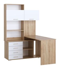 Стол Памир правосторонний ПКС-11, Сонома/Белый глянец