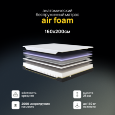 Ортопедический матрас Darwin Air Foam 160х200 см пружинный