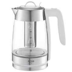 Чайник электрический STINGRAY ST-KT3006A 1.8 л белый, прозрачный, серебристый