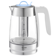 Чайник электрический STINGRAY ST-KT3006A 1.8 л белый, голубой, прозрачный, серебристый