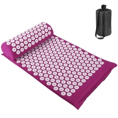 Акупунктурный массажный комплект Acupressure Mat из коврика и валика, фуксия No Brand