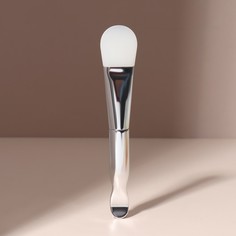 Кисть для масок «SILVER», силиконовая, с лопаткой, 14 см, цвет серебристый/белый Queen Fair